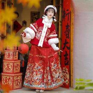 马面裙加绒拜年古装 冬季 原创明制汉服女2025新款 翡缇兰_祥瑞贺春