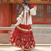 马面裙古装 翡缇兰_元 冬季 加绒加厚半袖 春 原创明制汉服女2025新款