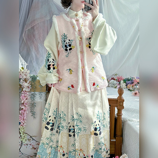 翡缇兰-团团圆圆 明制汉服女2025新款冬季日常加厚比甲马面裙古装