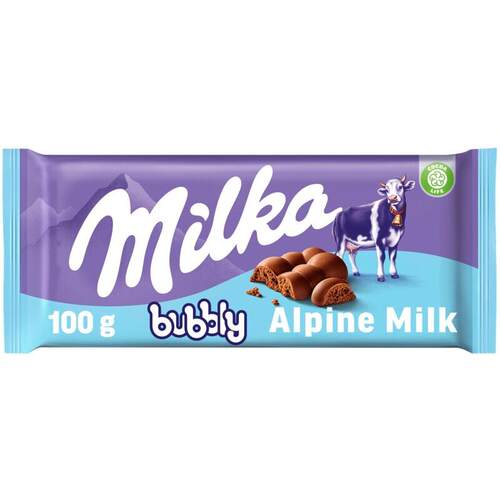 现货荷兰进口德国Milka充气巧克力气泡软高山牛奶巧克力100g