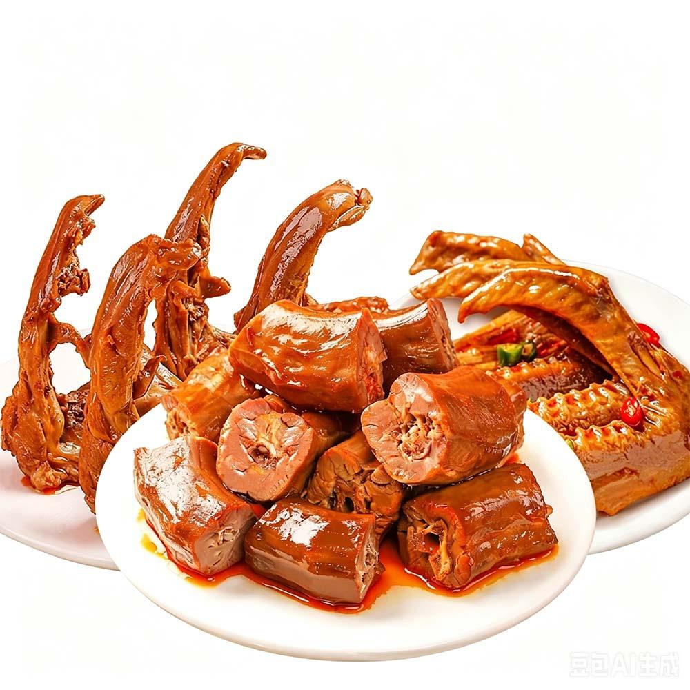 氮气锁鲜鲜卤Spicy duck necks鸭锁骨鸭肠袋下菜解馋卤味零食