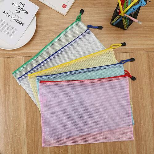 5PC tationery torage Folder File Mesh Zipper Pouch A4 A5