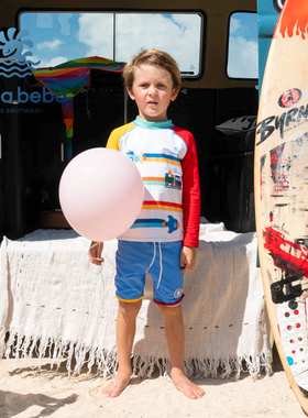 Voda Beba 儿童泳衣男童宝宝中大童游泳衣泳衣裤长袖防晒分体男孩