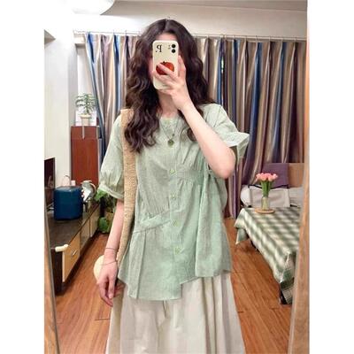 微胖女生夏季穿搭衬衫半