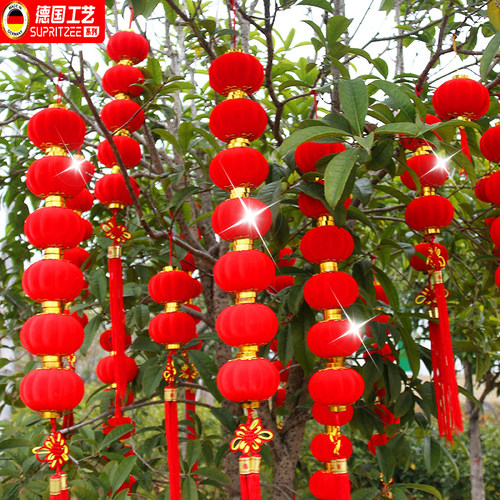 摆件植绒灯笼串小灯笼连串挂饰