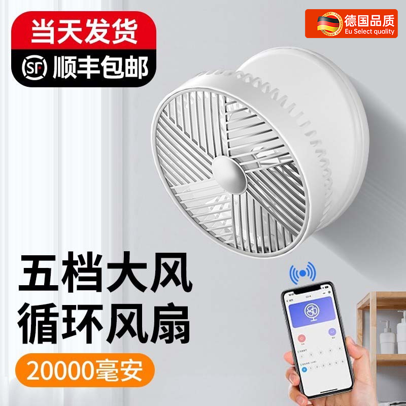 德国壁扇挂壁式电风扇小型壁挂式厨房卫生间厕所台式充电款冷风扇