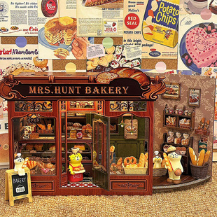 CuteBee亨特太太面包屋diy小屋微缩模型手工礼物立体拼图积木房子