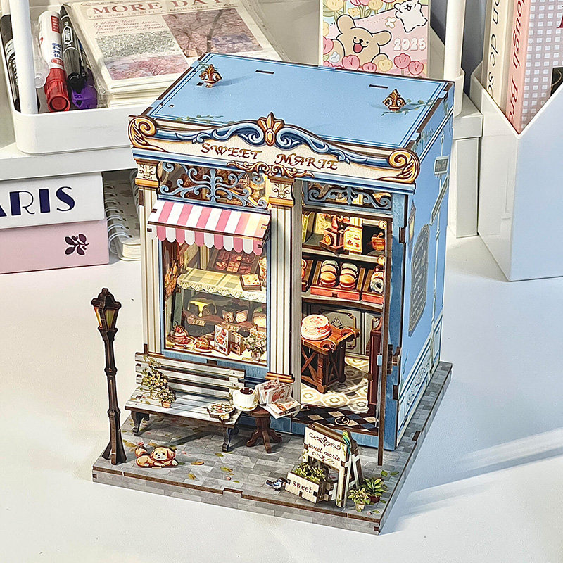 CuteBee甜心玛丽diy小屋晴空咖啡手工拼装模型微缩场景积木女礼物