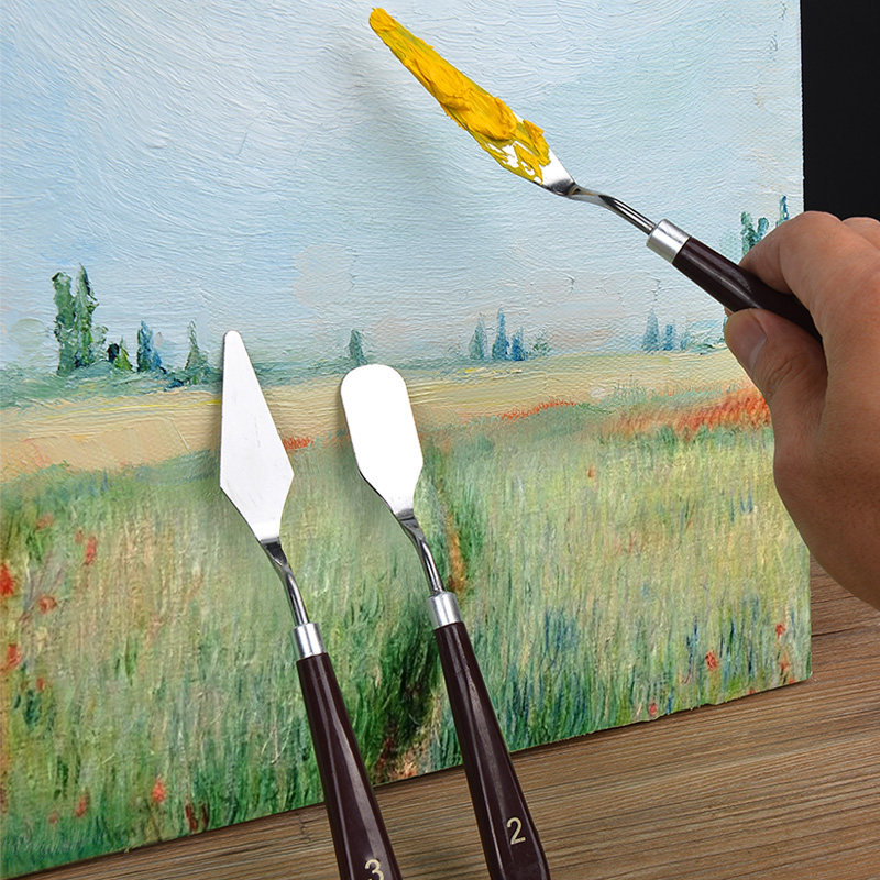 油画刮刀水粉丙烯颜料刮刀铲刀挑刀平头大尖小尖头绘画刀平刮软性中性