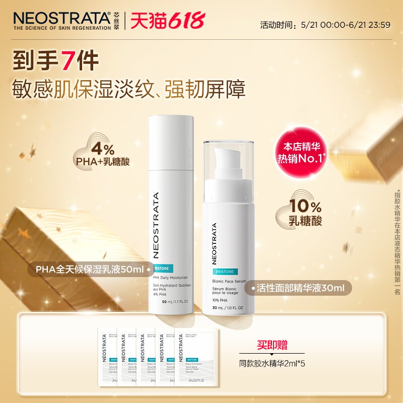 【热卖套组】NeoStrata芯丝翠PHA全天候保湿修护乳液胶水精华套组