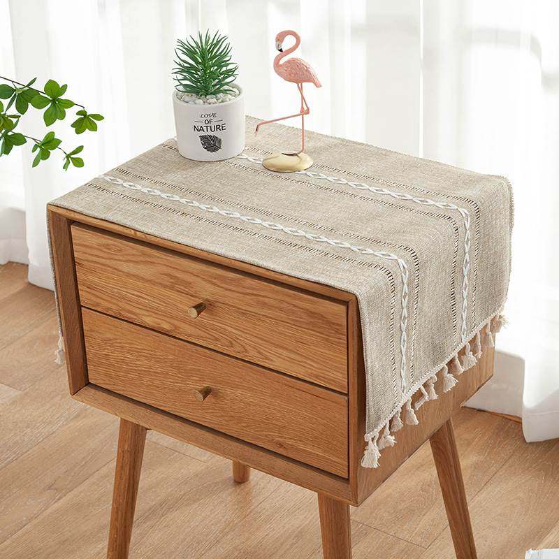 风北欧轻奢棉麻流苏盖布垫防尘多功能卧室客厅床头柜套罩盖巾,居家布艺,桌布,淘宝优惠券,粉丝福利购,淘宝优惠卷