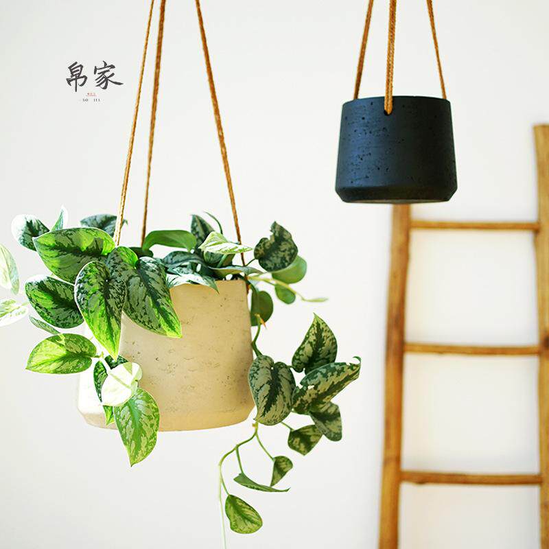 北欧壁挂水泥吊挂花盆垂吊植物吊篮挂墙吊盆悬挂式阳台吊兰盆栽