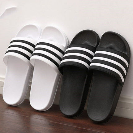 Women's Summer Slippers for Home Use, Indoor Bathroom Non-Slip Soft-Soled Slippers for Bathing, Striped Outdoor Wear, Couple's Sandals, Men's Slippers