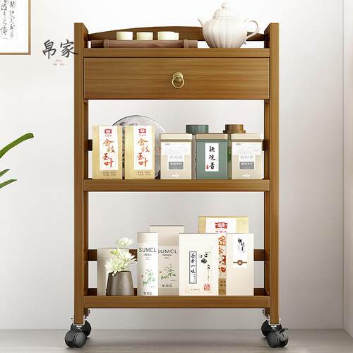 茶柜置物架客厅茶几收纳厨房桌板饭厅置物架简易多层可移动茶水车