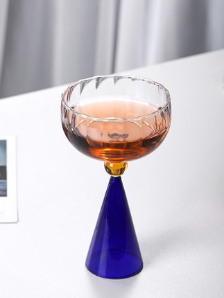五家务透明玻璃高脚杯红酒杯葡萄酒杯家用杯子彩色玻璃杯耐热玻璃