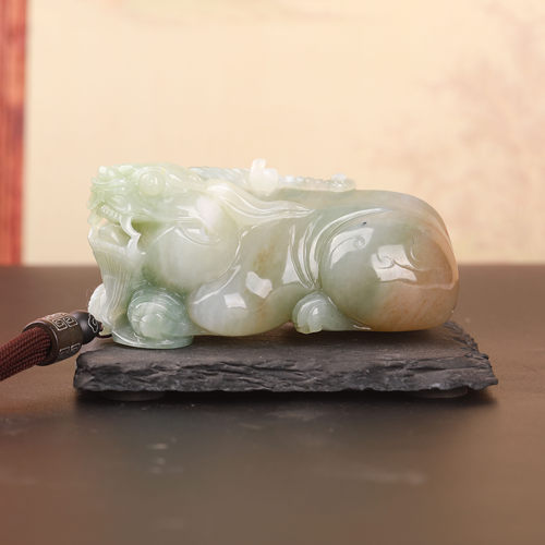 天然独山玉天蓝玉雕貔貅挂件椭圆形立体雕刻工艺品装饰摆件手把件