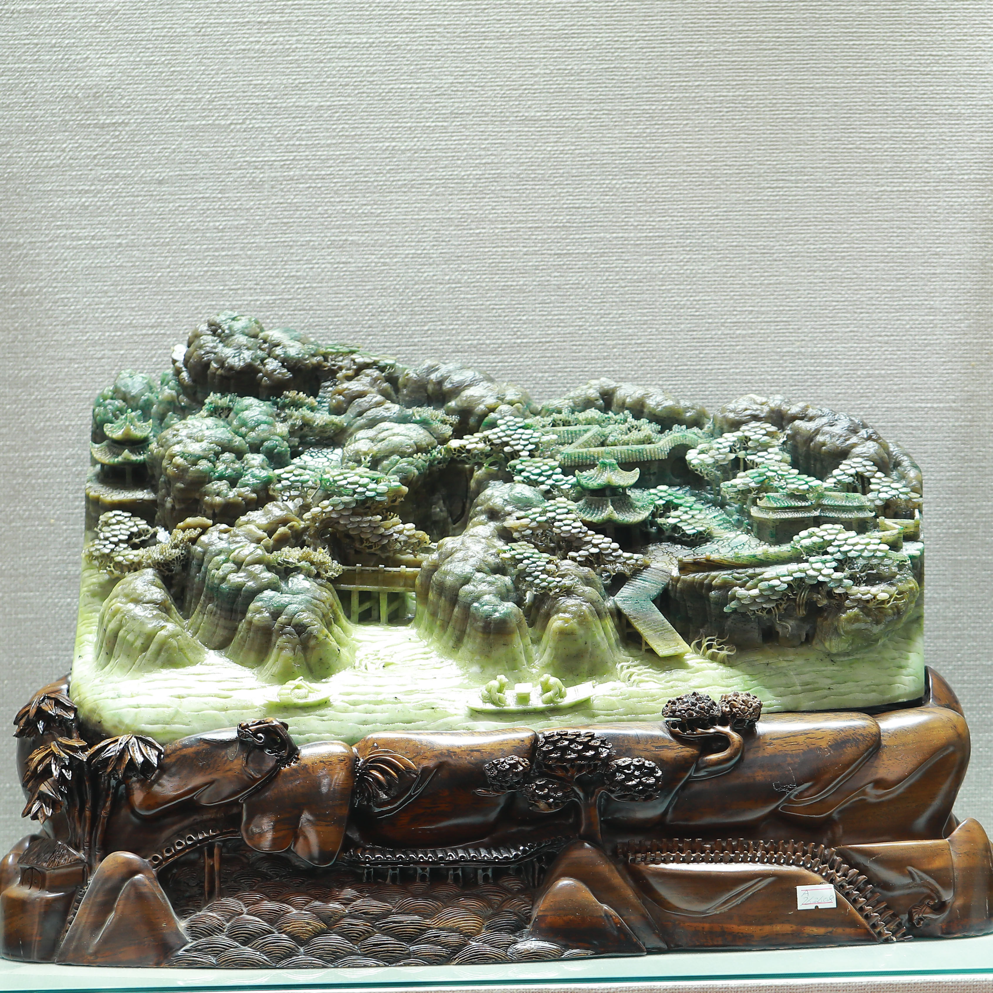 天然老料冰天蓝料独山玉山水人物平安富贵镇宅收藏工艺品摆件