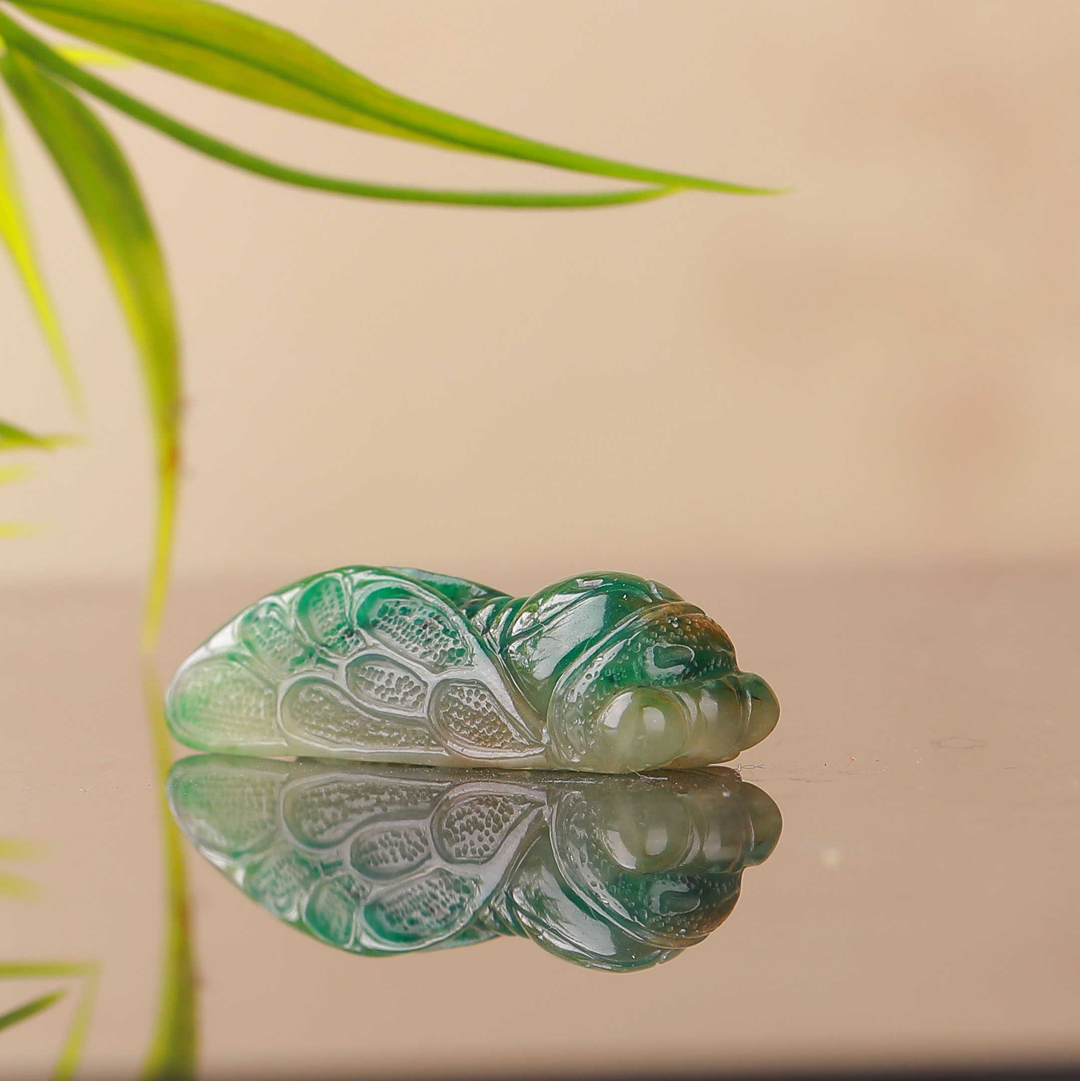 天然老料冰天蓝料独山玉金蝉知了吊坠挂件天然玉石玉坠挂件玉牌