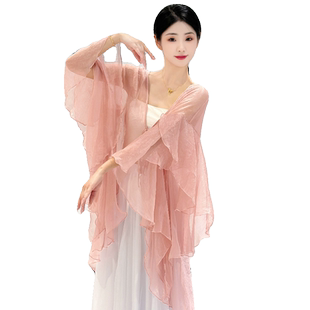 古典舞花瓣袖国风长衫飘逸仙气舞蹈服现代舞女演出服日常防晒衫服