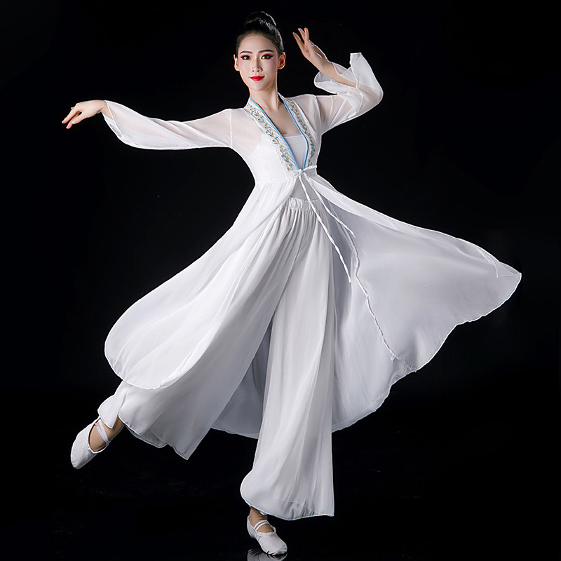 古典舞蹈练功服女如梦同款长款开衫纱衣飘逸身韵成人阔腿裤演出服_虎窝淘