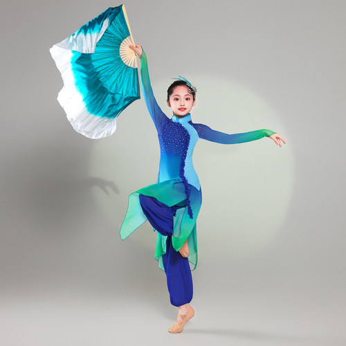 儿童古典舞蹈服女一条大河胶州秧歌演出服扇子舞飘逸舞台表演服装