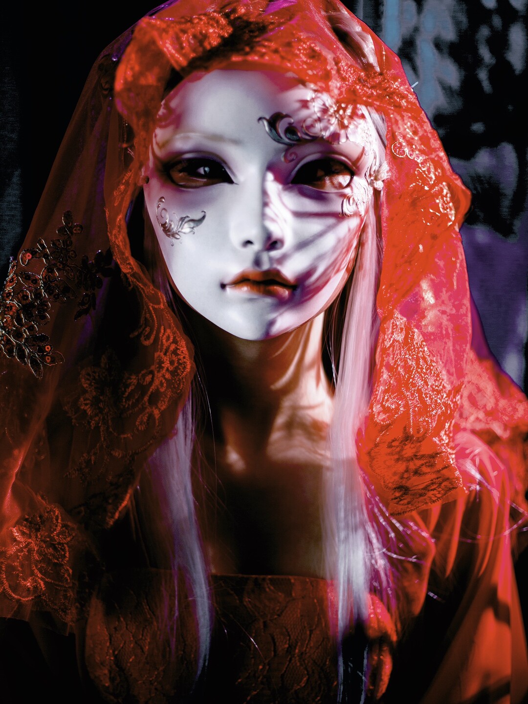 魂作物中国风手绘艺术面具舞会神秘装扮古风汉服网红派对礼品狐狸