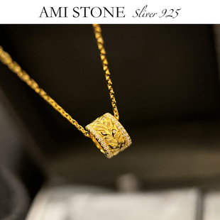 新品国潮手作纯银金枝玉叶麦穗路路通项链韦雪同款轻奢黄金时尚