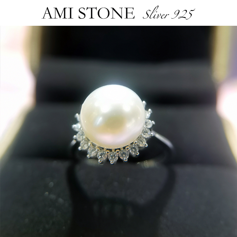 新品925纯银镶嵌极光品质无瑕淡水珍珠馒头珠冰雪皇后秋冬贵妇感