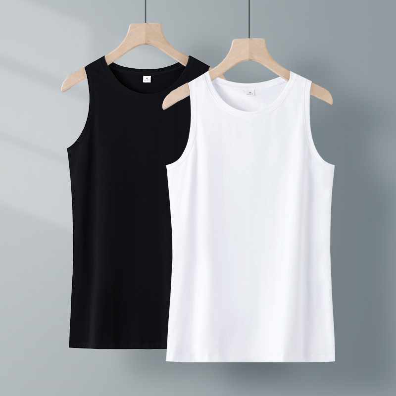 黑色中长款背心女春夏叠穿纯棉宽松显瘦内搭运动外穿大码无袖t恤