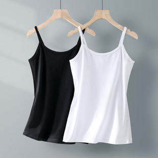 白色修身 打底衫 精梳棉吊带背心女内搭夏季 纯色无袖 上衣 新款 2件装