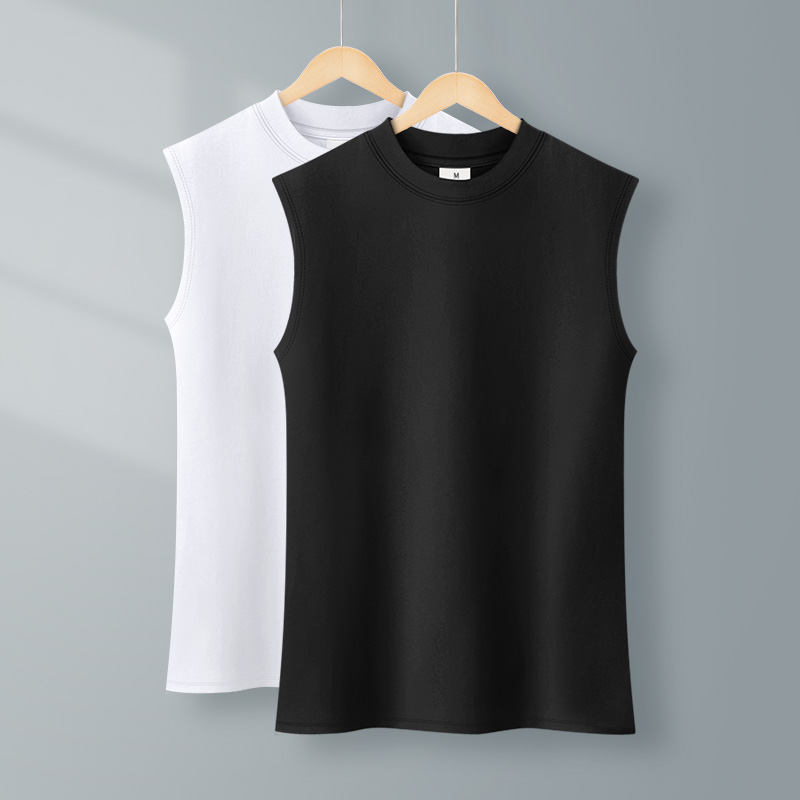 白色纯棉修身半高领背心女内搭夏