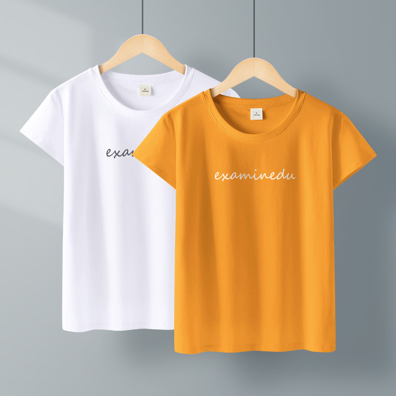 纯棉修身圆领印花短袖T恤女薄款