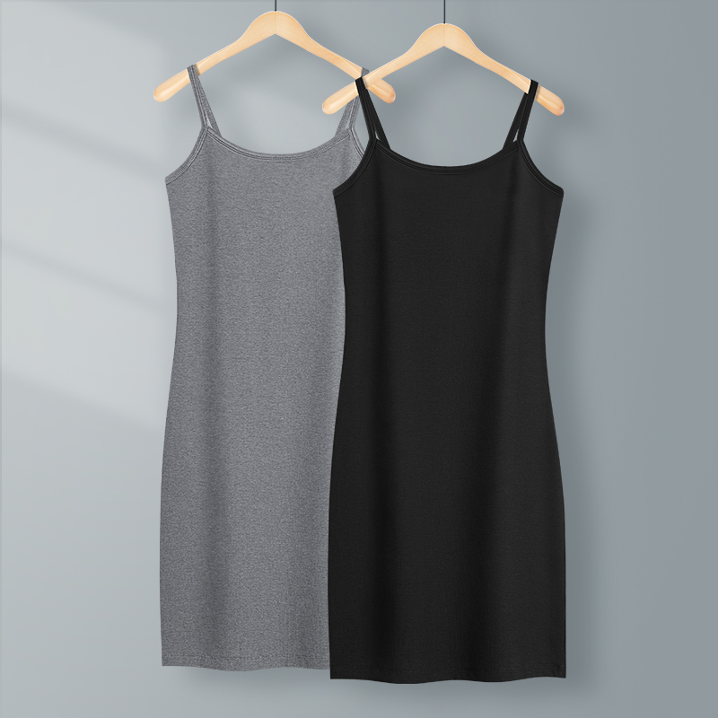 黑色修身显瘦吊带背心裙女中长款