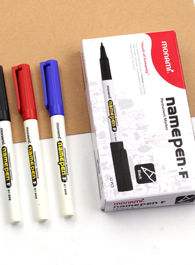 慕那美 韩国进口monami油性 绿色油性笔头小号单头记号笔1.0装饰标记划线绘画笔04002 红色蓝色黑色NamePen-F