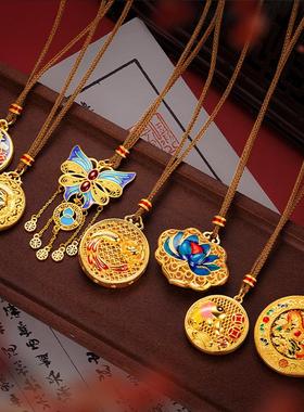 新中式沙金珐琅彩锦鲤跃龙门项链