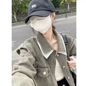 小香风复古翻领牛仔外套女2024春秋设计感小众宽松百搭夹克上衣潮