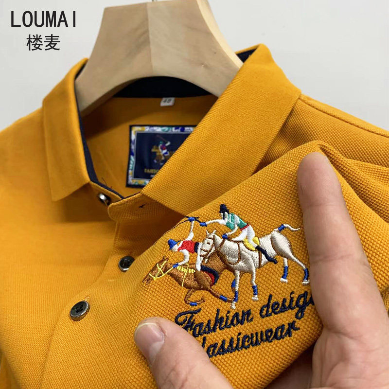 男士长袖t恤2021新款刺绣带领丅桖纯棉运动保罗POLO衫春秋装上衣