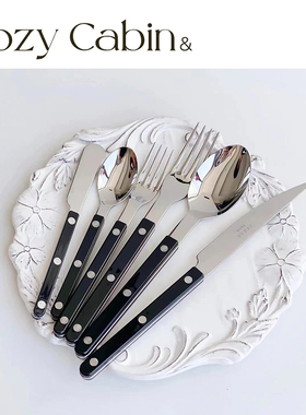 清仓折扣Cozy Cabin&Sabre Paris法国黑色不锈钢西餐刀叉勺