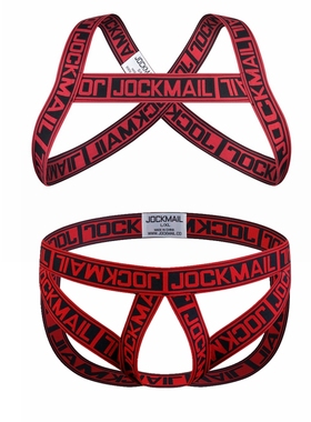 JOCKMAIL男士捆绑绷带时尚潮流字塑母肩带胸带丁字裤T裤套装性感