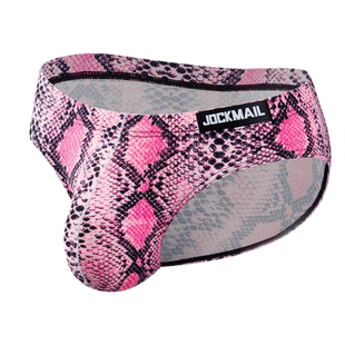 JOCKMAIL男士内裤三角内裤性感豹纹蛇纹图案大囊袋U凸印花潮流