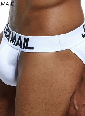 JOCKMAIL男士内裤男棉高叉简约性感白色半包臀运动小三角裤头