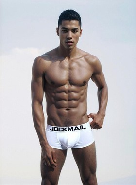 JOCKMAIL男士内裤平角裤棉低腰舒适U凸纯色性感透气四角底裤