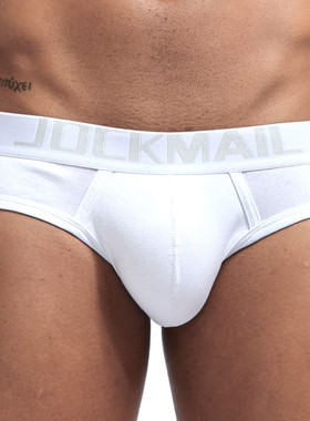 JOCKMAIL男士内裤男精梳棉运动宽松透气U凸囊袋纯棉白色三角裤头