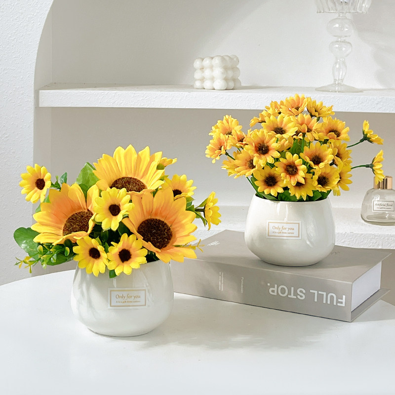 向日葵仿真花摆件仿真绿植盆栽迷你植物盆景客厅家居饰品桌面摆设