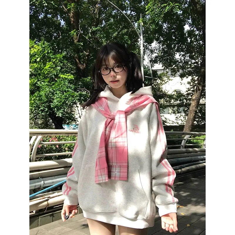 美式复古高街连帽卫衣纯棉春秋女