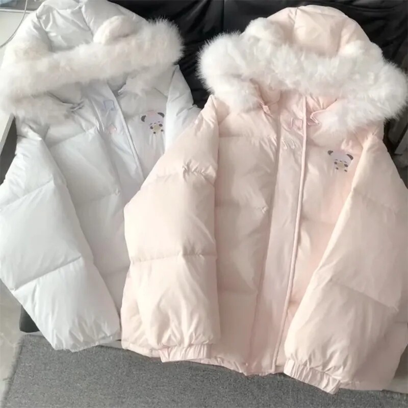 现货法式学院风连帽保暖学生棉服