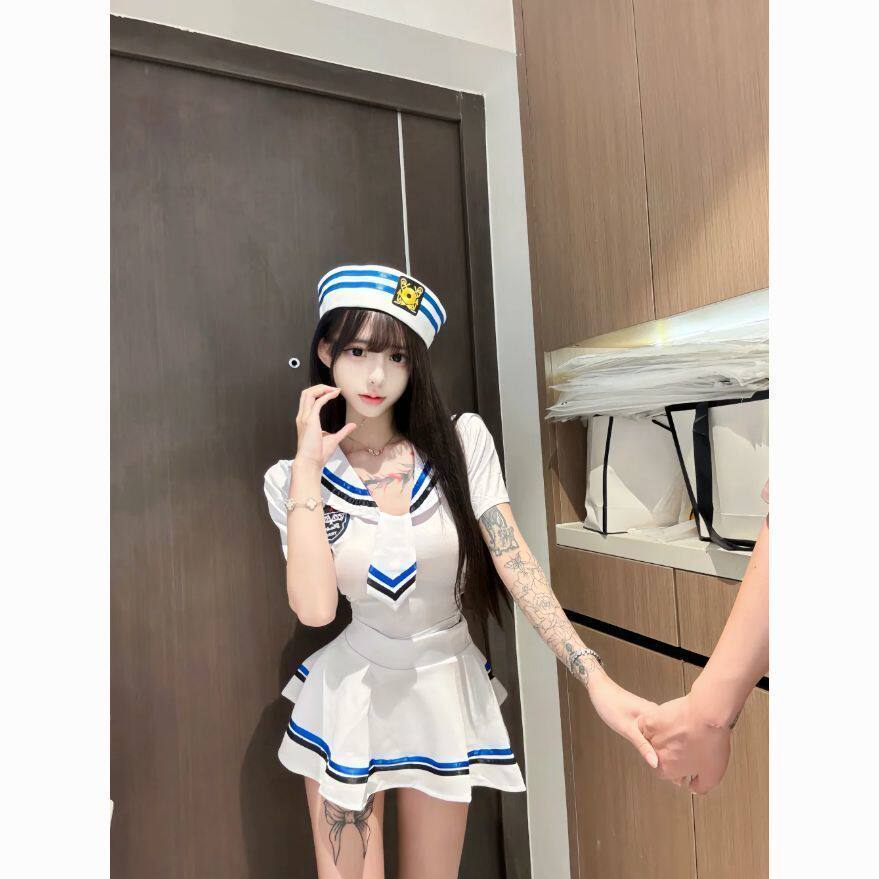 现货日系学院风运动服套装女夏季宽松小个子拼色短袖+短裤两件套