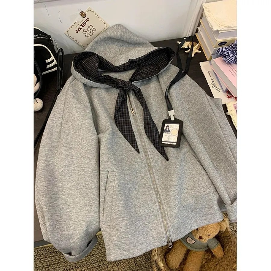 卫衣女潮春季新款宽松慵懒风oversize小众情侣帽领国潮设计感外套