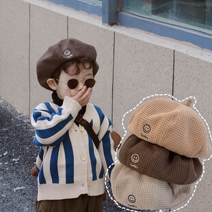春季和秋季英国公主儿童帽男女婴儿覆古贝雷帽休闲南瓜帽时尚画家