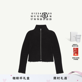 MM6半高领拉链简约休闲针织开衫外套长袖修身毛衣上衣